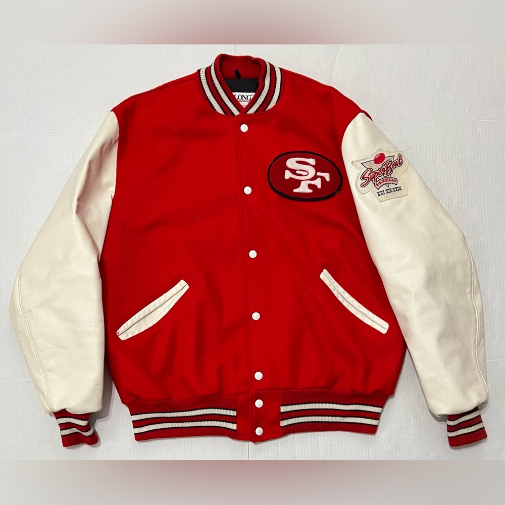 Vintage San Francisco 49ers Varsity Jacket 46 Large Super Bowl Niners Chalk Line